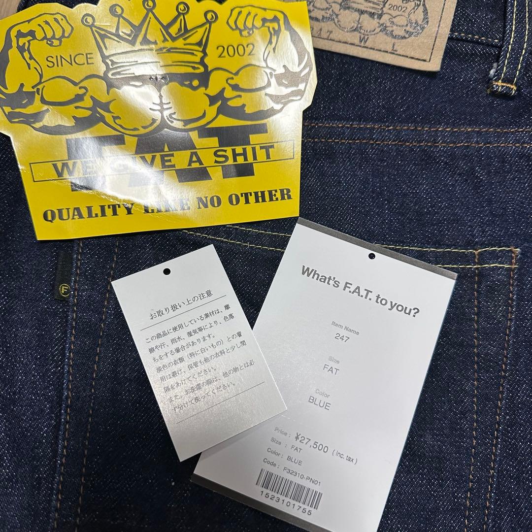 美品　FAT 247 ブルー デニム　ワイドパンツ