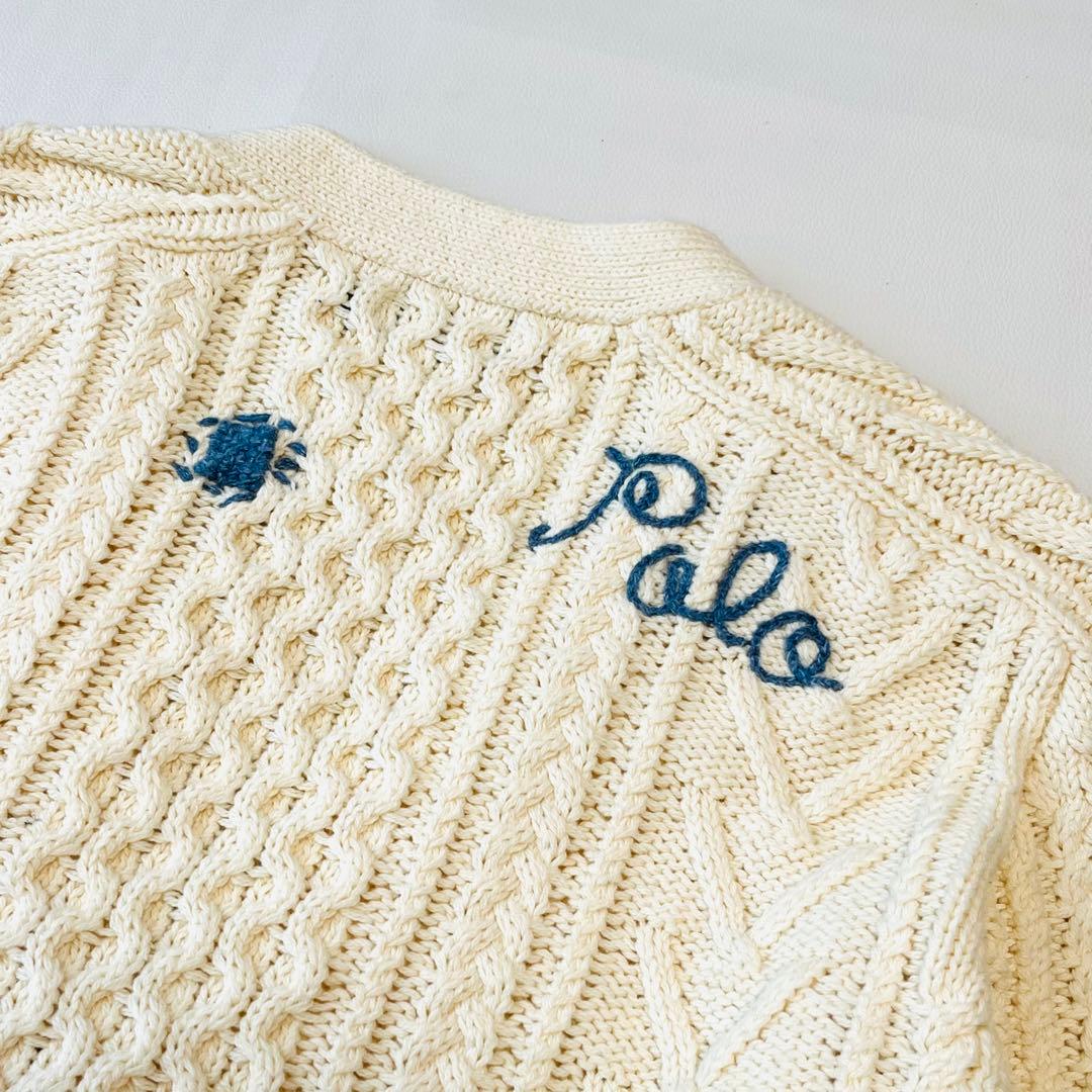 ポロラルフローレン コットン レザー エルボーパッチ パッチワーク カーディガン