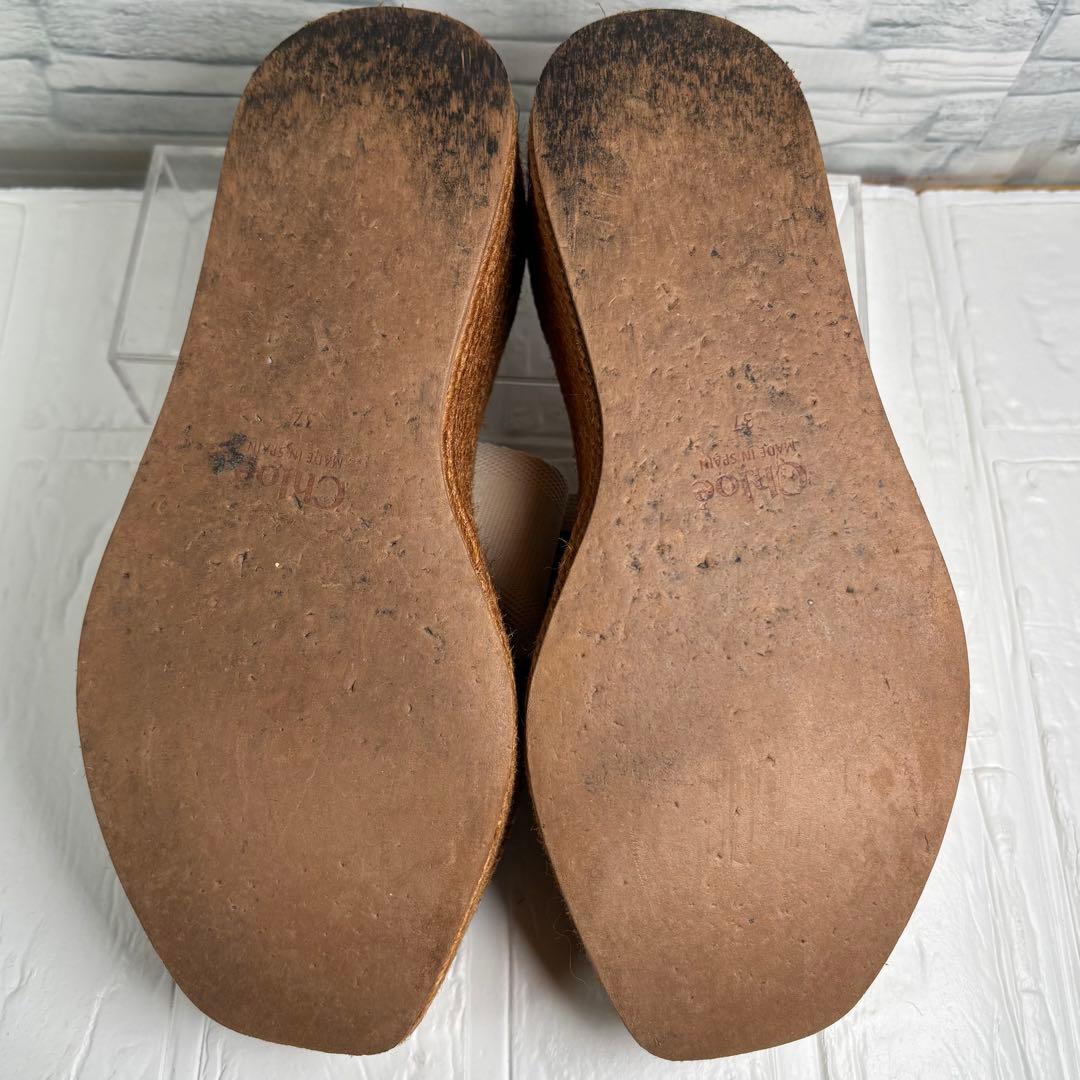 Chloe クロエ　Woodyウェッジエスパドリーユ　ウエッジソール　厚底　ロゴ