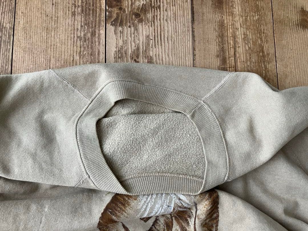 Hanes ヘインズ スエット L 42-44 ベージュ 80s 猫柄 USA製