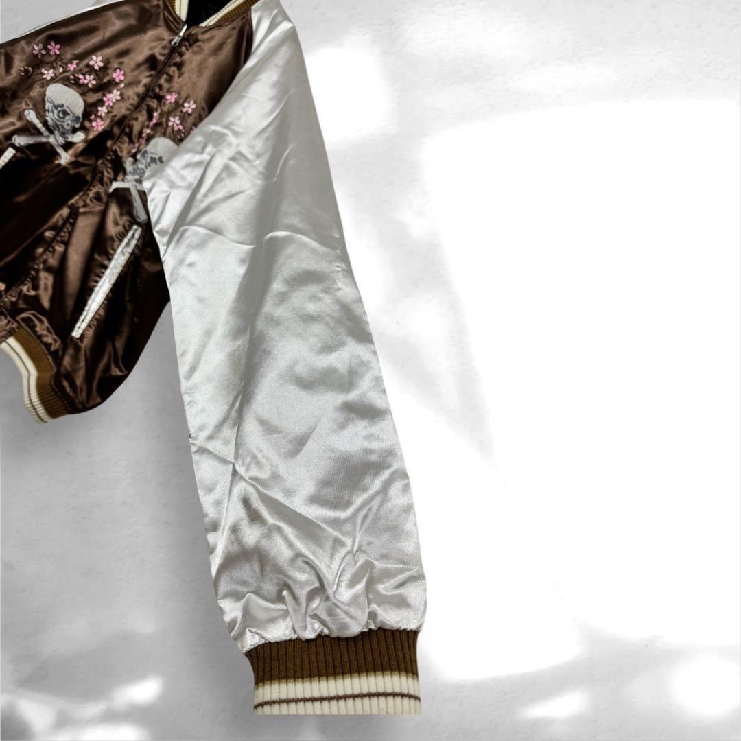 希少スカジャン リバーシブルジャンパー日本地図 鷹刺繍　ドクロ桜　M（a1