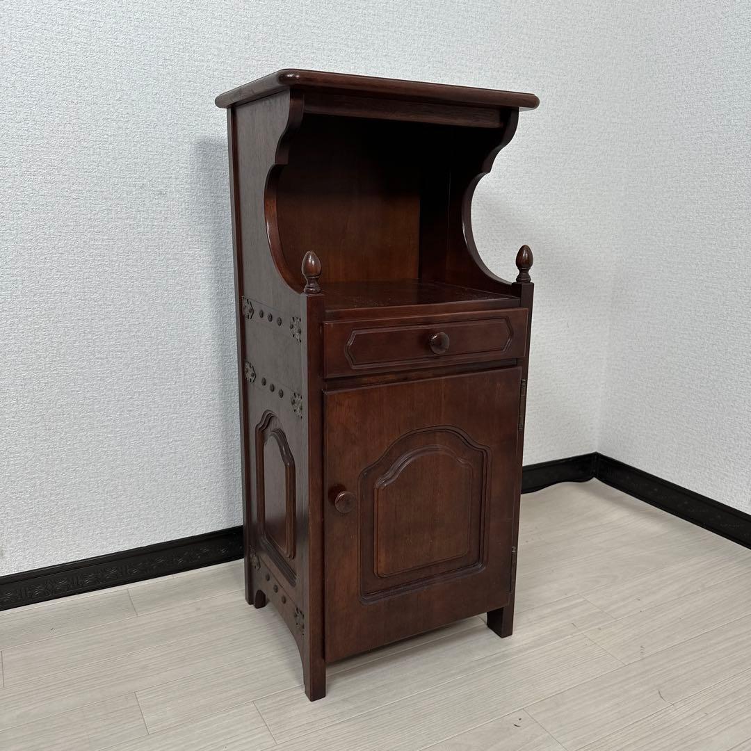 80's カリモク 電話台 TEL台 花台 キャビネット ビンテージ ※i4※