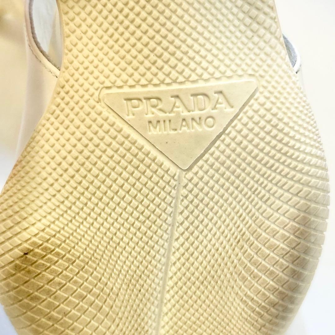 プラダ PRADA スリングバック パンプス トライアングルロゴ ホワイト 36