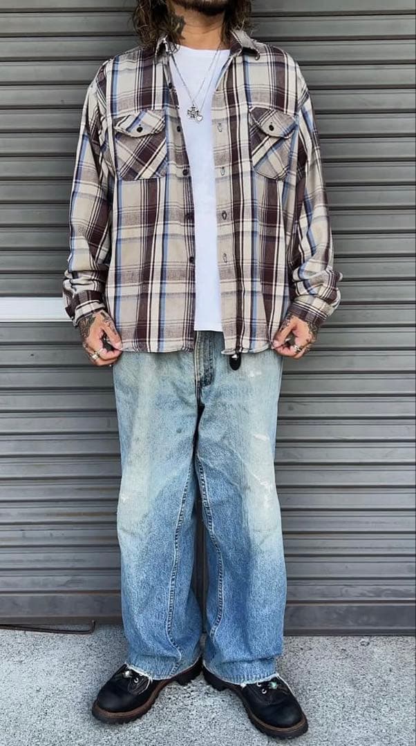 希少 高配色 FIVE BROTHER ファイブブラザー ネルシャツ USA製M