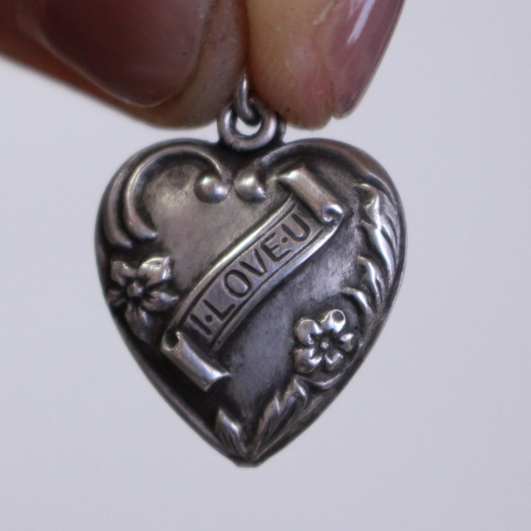 40s　スウィートハートジュエリー　シルバー　ギフトに　ILOVEU 勿忘草