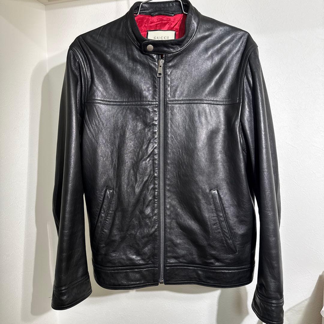 GUCCI Leather Single Jacket black サイズ48