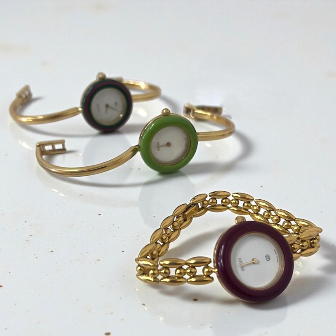 【ジャンク・部品取り】GUCCI チェンジベゼル 腕時計 3点 替えベゼル8色