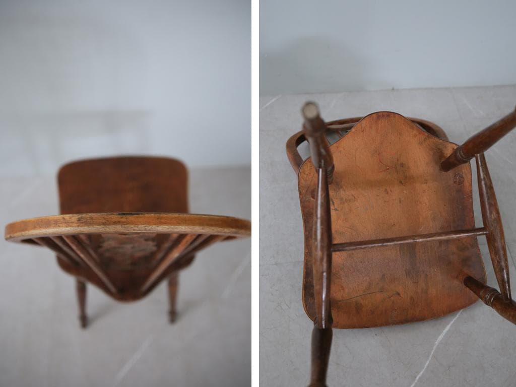 英国アンティーク木製ホイールバックチェア/ダイニングイス/椅子(91-196-2