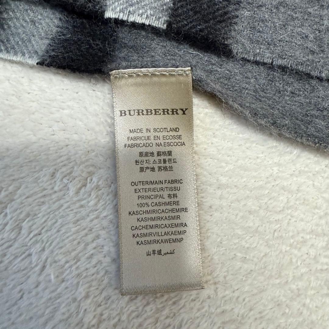 美品　BURBERRY カシミヤ チェック マフラー グレー