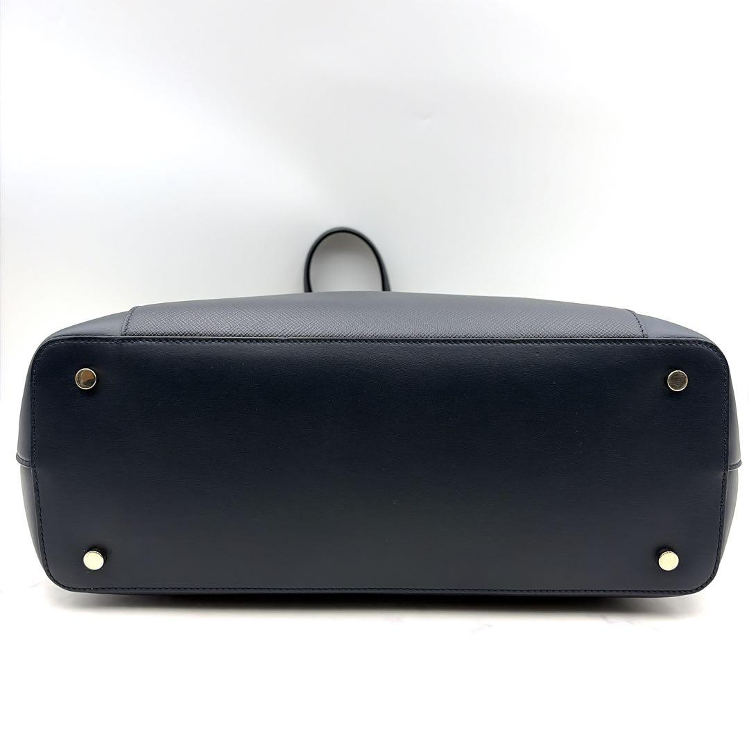 極美品 スマイソン レザー トートバッグ A4 ダークネイビー 肩掛け 仕事