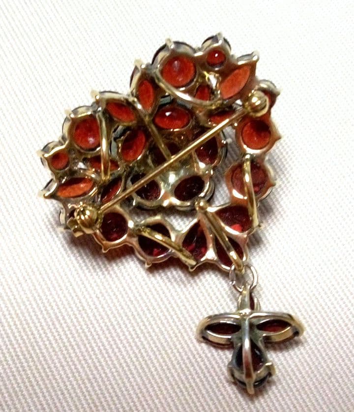 碌山 ラフィネ ガーネット ハート ブローチ ・ ペンダントトップ 2way