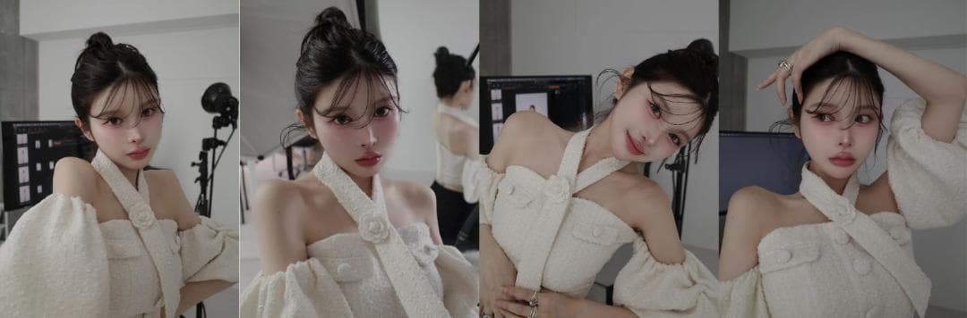 ダーリッチ darich ホルターネックオフショルツイードトップス ホワイト