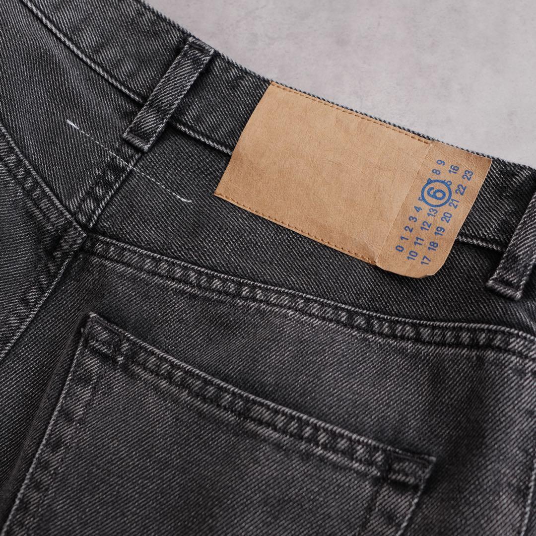 美品 MM6 ブラックデニム ラップパンツ 近年モデル ワイド 24ss