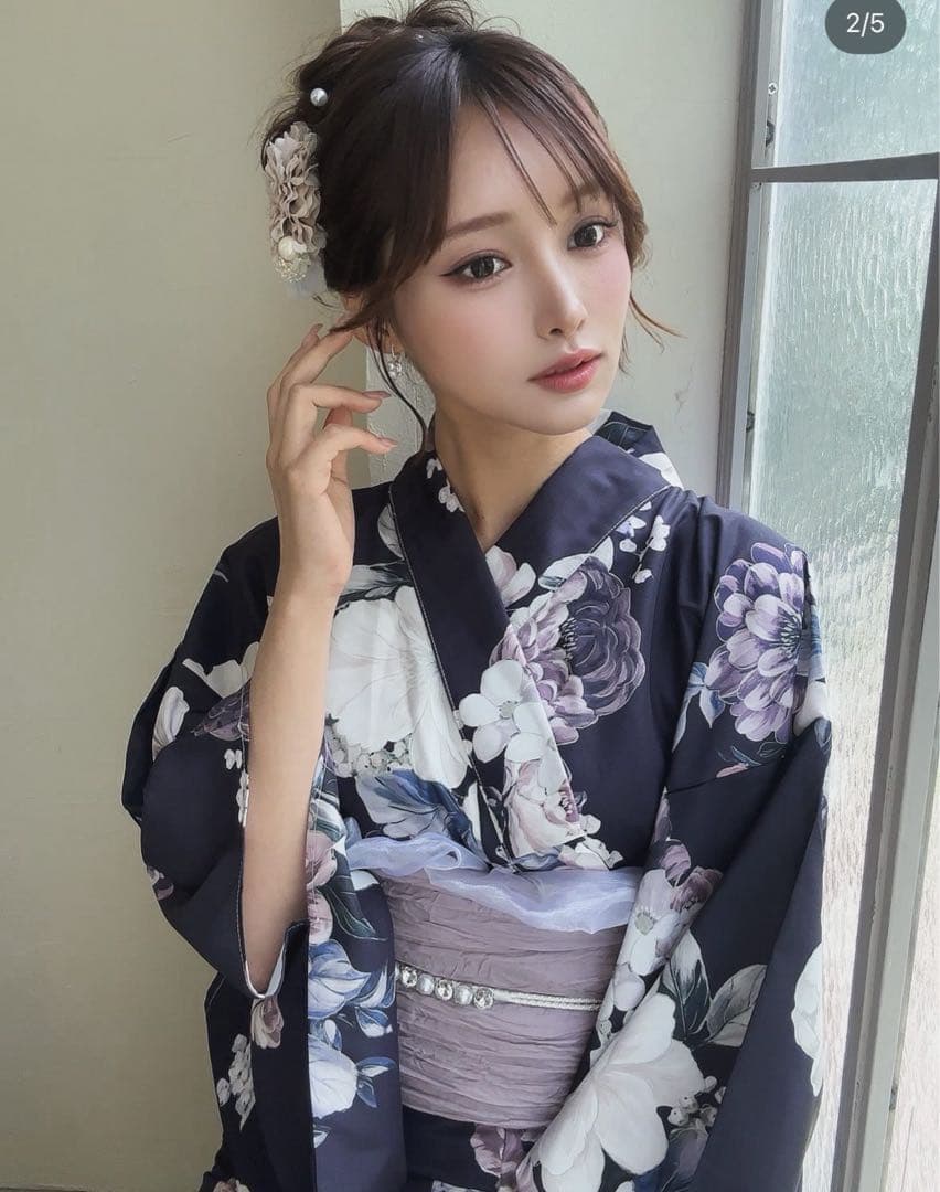 【値下げ】クラシカルフラワーブーケ【浴衣３点セット 浴衣/帯/下駄】　sugar