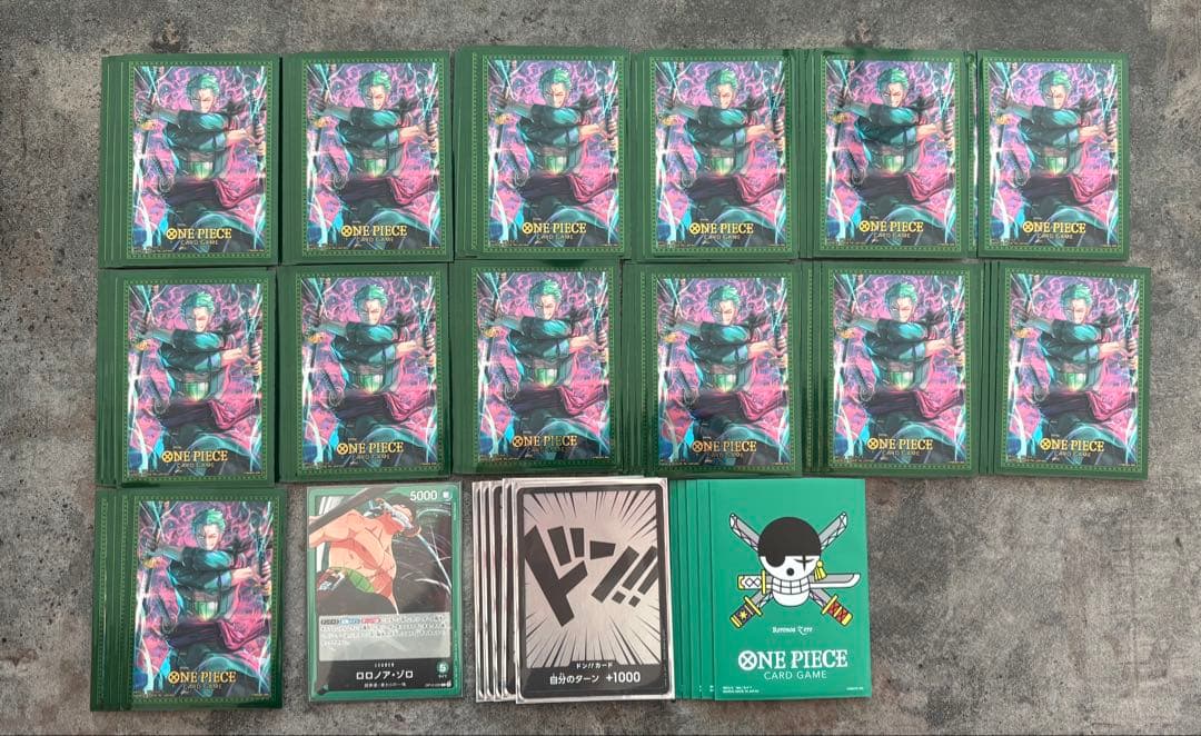 【フラシ優勝】緑ゾロ エリア大会入賞デッキ リーダーゾロ　公式スリーブ　ドン付き