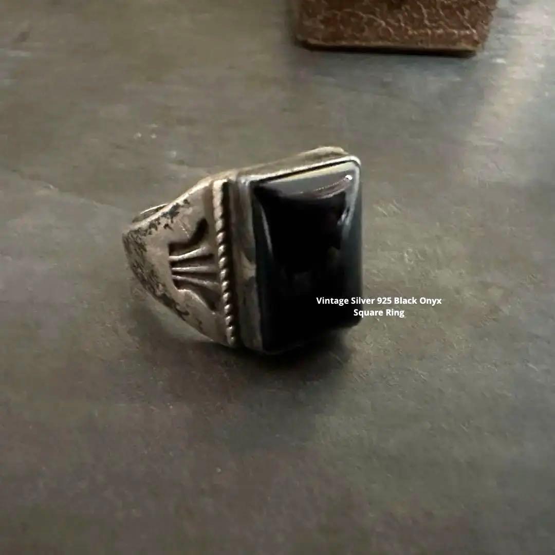 希少　ヴィンテージ　リング　アンティーク　アメリカ　オニキス　シルバー　925