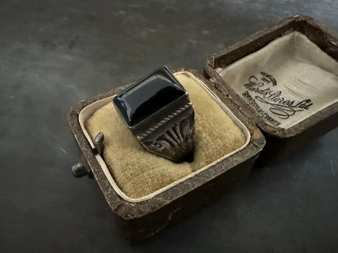 希少　ヴィンテージ　リング　アンティーク　アメリカ　オニキス　シルバー　925