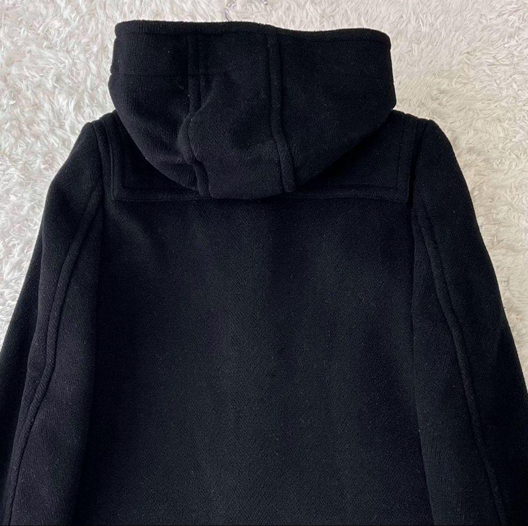 極美品 ハイク ダッフルコート ロング ヘリンボーン メルトン 白トグル 黒 L