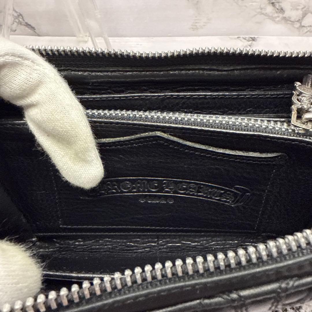 (極美品)大人気、クロムハーツ、長財布、ラウンドジップ、クロスパッチ、人気色、黒