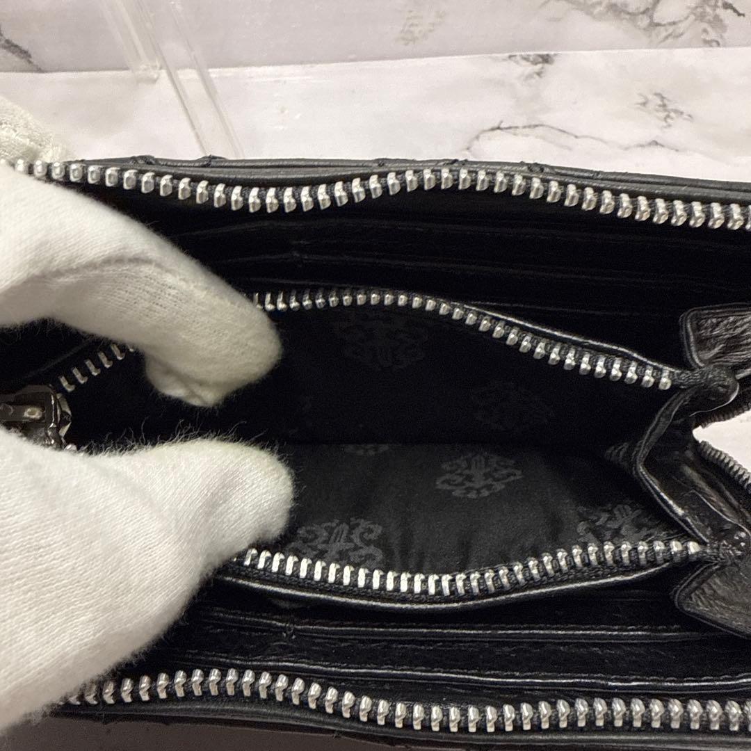 (極美品)大人気、クロムハーツ、長財布、ラウンドジップ、クロスパッチ、人気色、黒