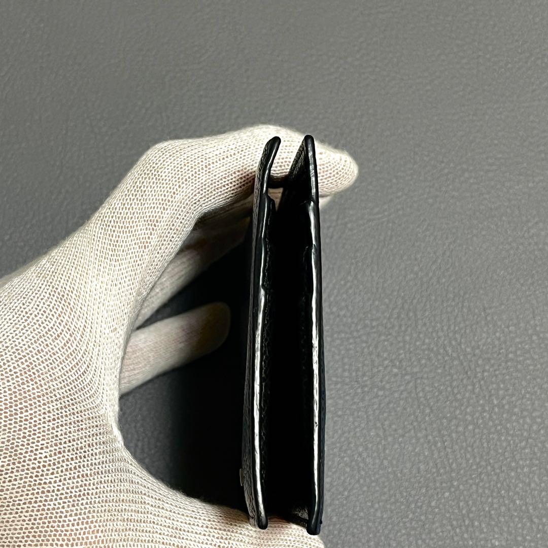 【未使用級】プラダ マネークリップ シボ ロゴ 金具 レザー ネイビー 黒 財布