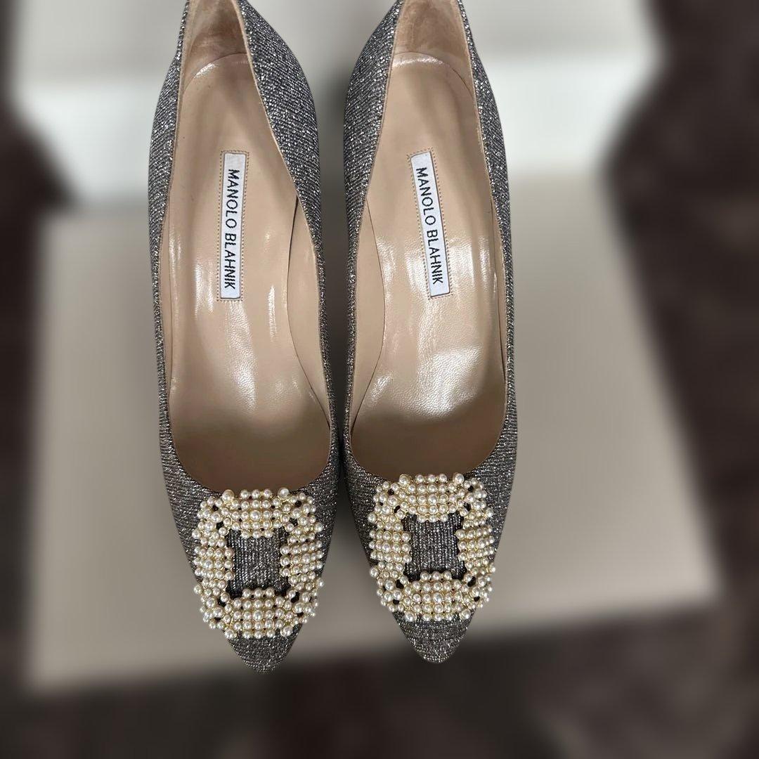 ゆきんこ　ManoloBlahnikマノロブラニク パールビジューパンプス