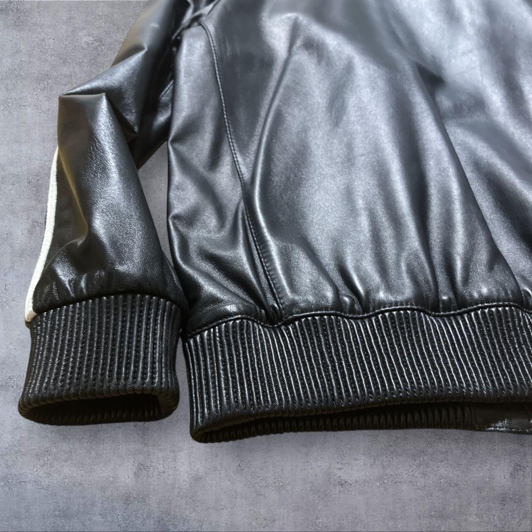 【希少】スリーストライプ ラム シープスキン レザーブルゾン M相当