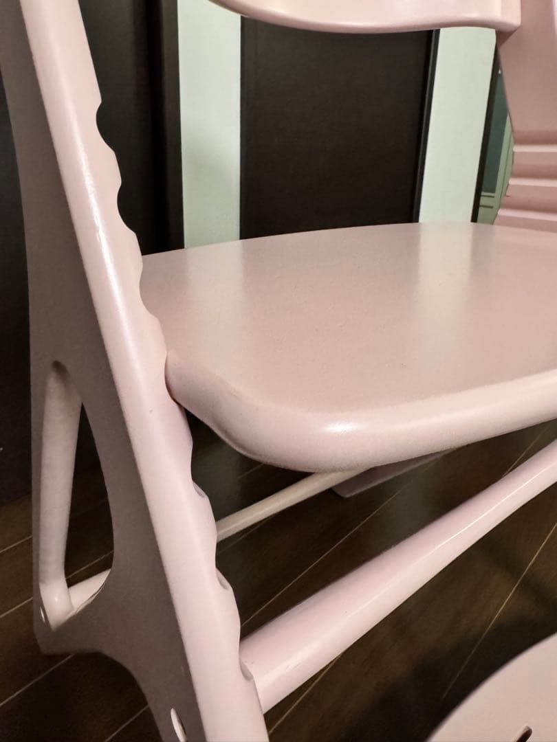 【美品】大和屋ミルキーピンク ハイチェア座面高さ調整可能⭐︎ベルト未使用☆説明書付
