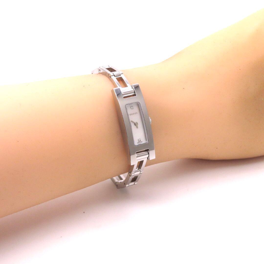 【3900L】GUCCI グッチ時計 2Pダイヤモンド ホワイトシェル☆極美品☆