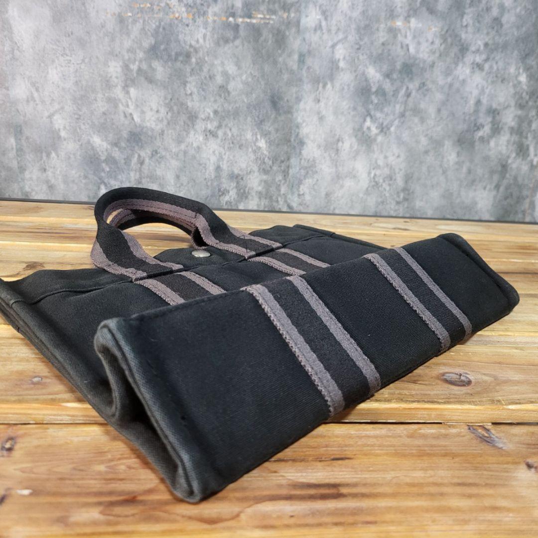 美品 HERMES エルメス フールトゥPM ブラック キャンバストート