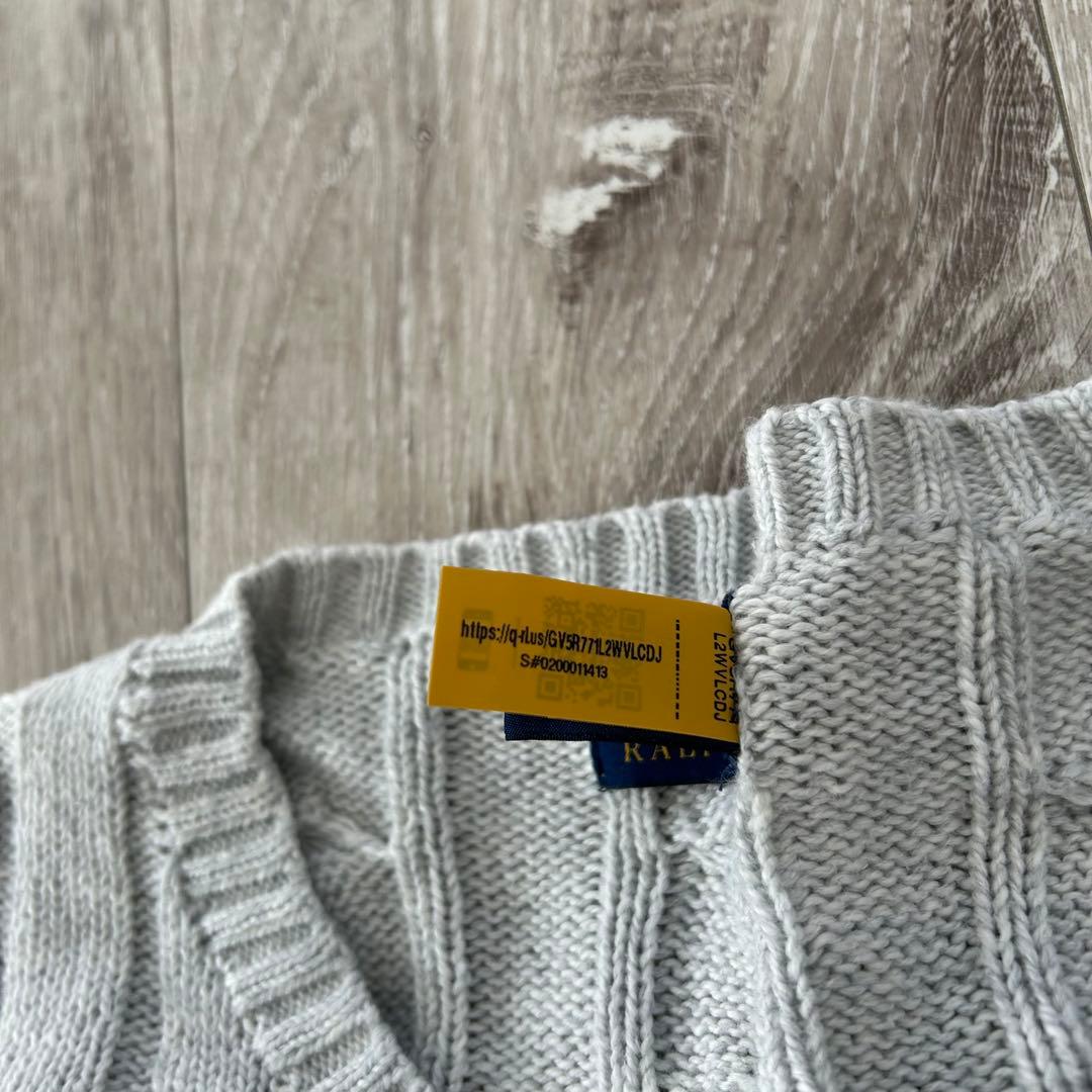 【現行タグ】ポロラルフローレン ケーブルニット セーター 灰色 紺 S