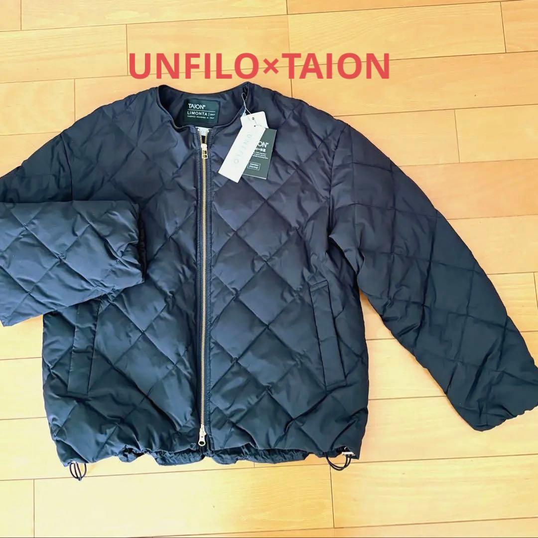 新品UNFILO×TAION ネイビー ダウンジャケットL 濃紺ゆったり