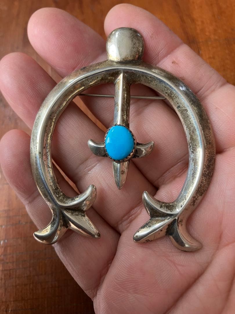 sterlingシルバー925ターコイズ付きブローチ＆ペンダントトップ