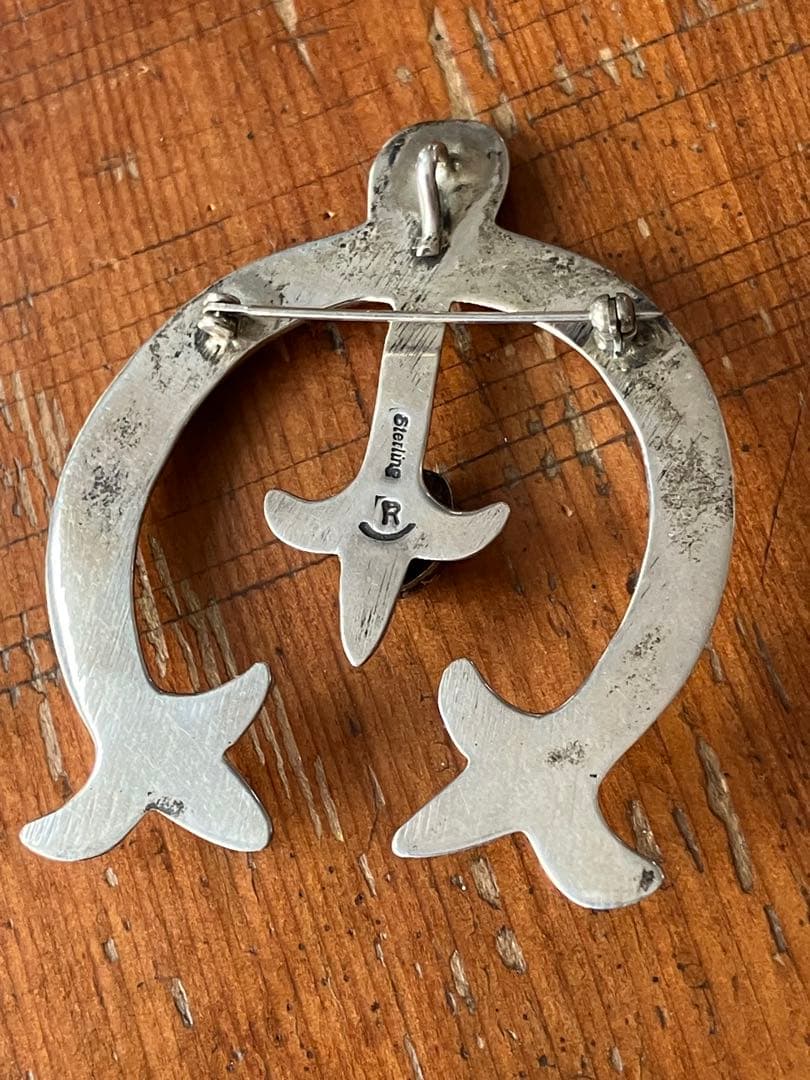 sterlingシルバー925ターコイズ付きブローチ＆ペンダントトップ