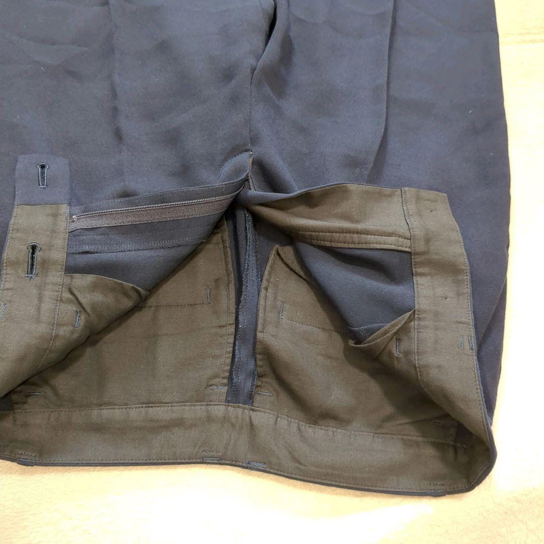 グリーンレーベルリラクシング ノーカラー パンツスーツ セットアップ ネイビー