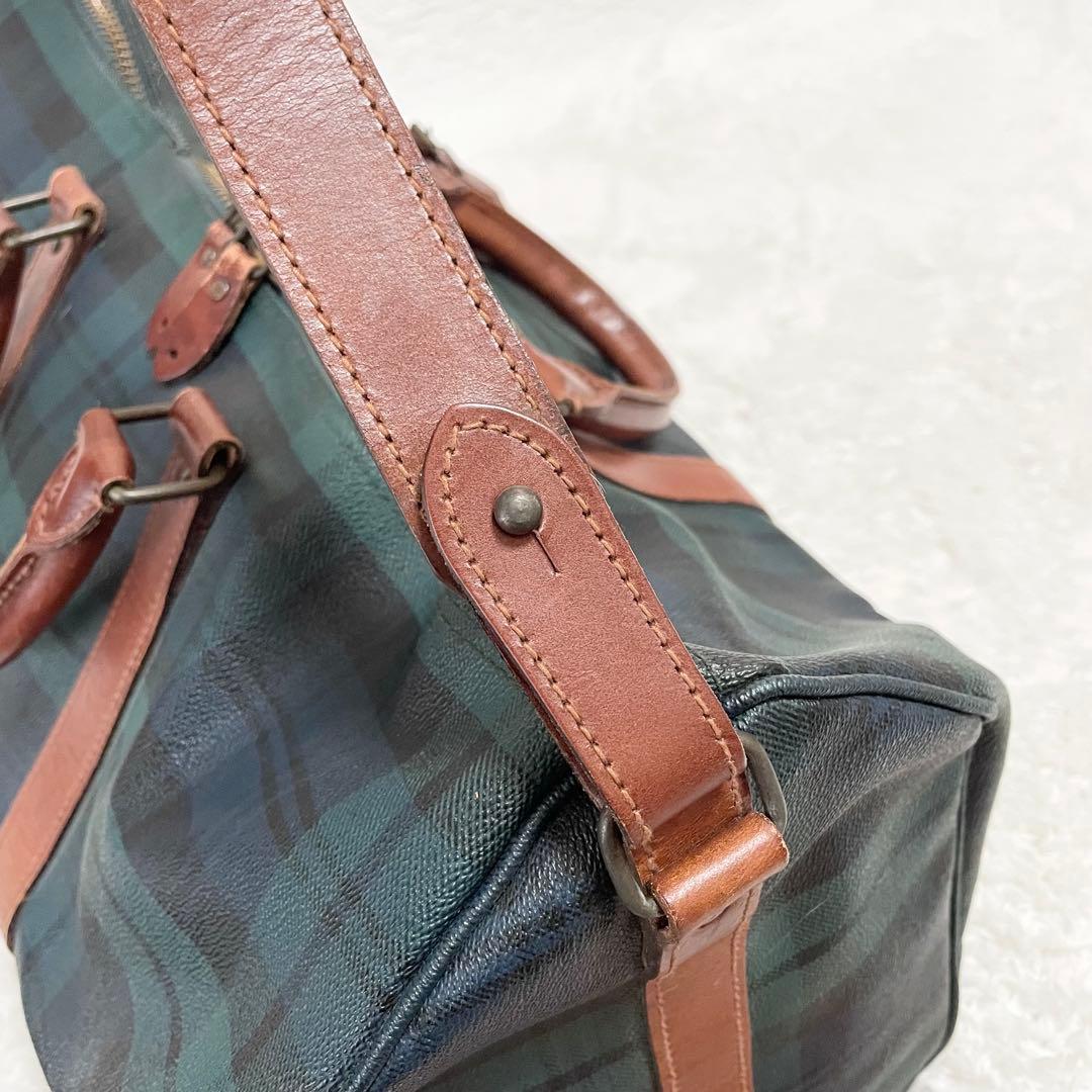 ポロラルフローレン☆2wayボストンバッグ グリーンチェック 大容量 南京錠