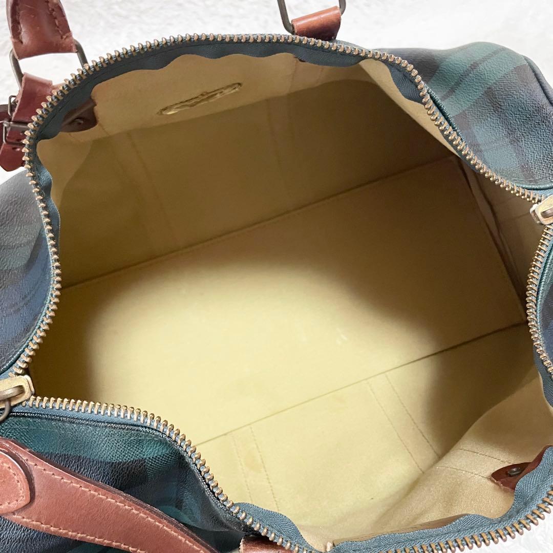 ポロラルフローレン☆2wayボストンバッグ グリーンチェック 大容量 南京錠