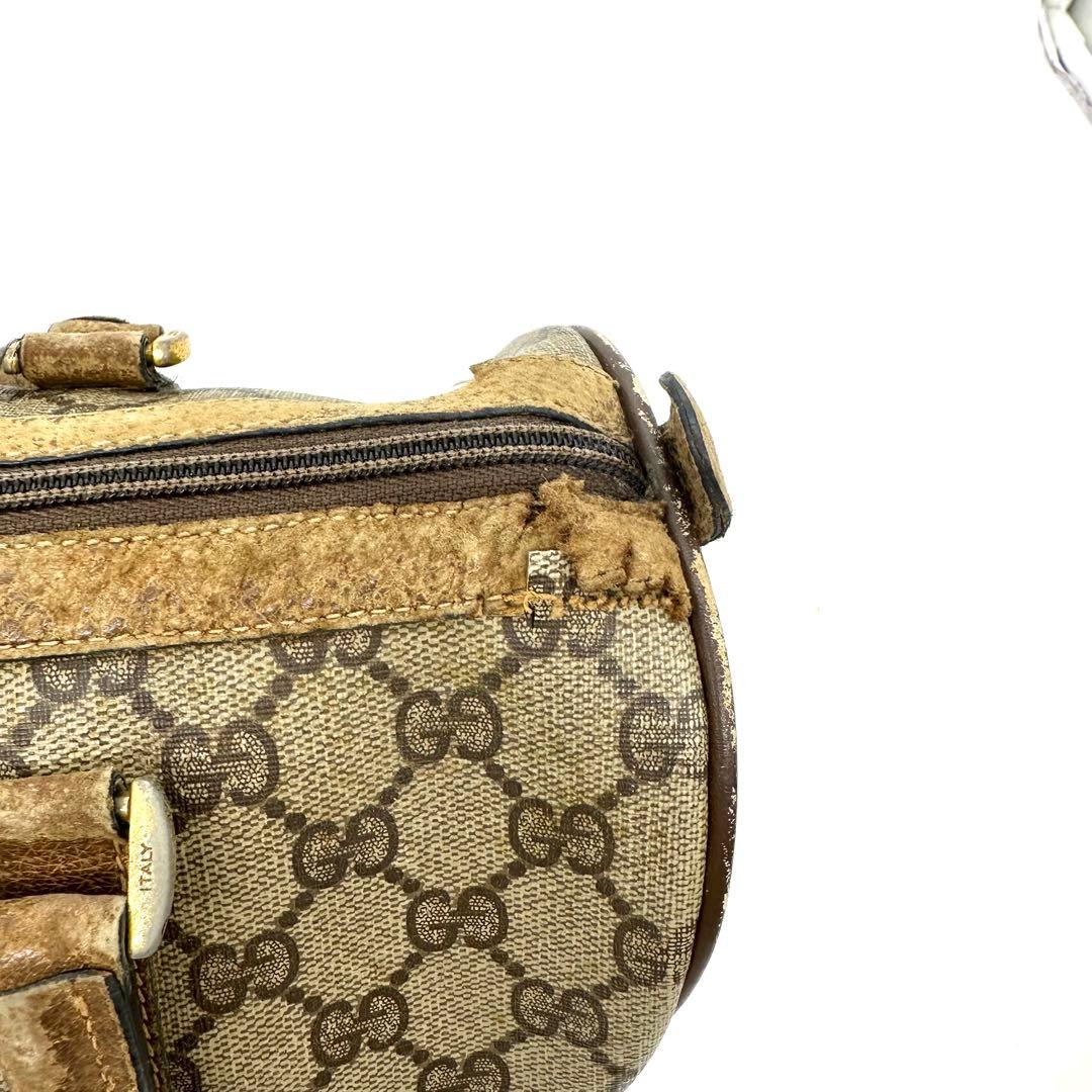 GUCCI グッチ ボストンバッグ GG柄 PVC レザー シェリーライン