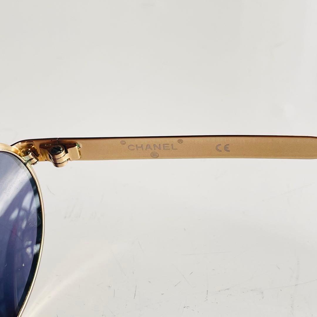 CHANEL シャネル オーバル サングラス ゴールド 度なし ブルーレンズ