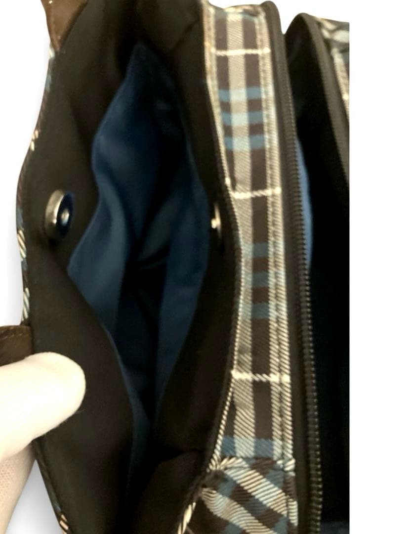 【美品】バーバリーブルーレーベル ハンドバッグ ノバチェック レザー ナイロン