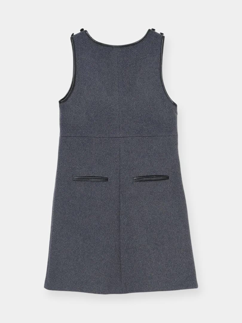 Leather Trimmed Wool Jumper Dress グレー