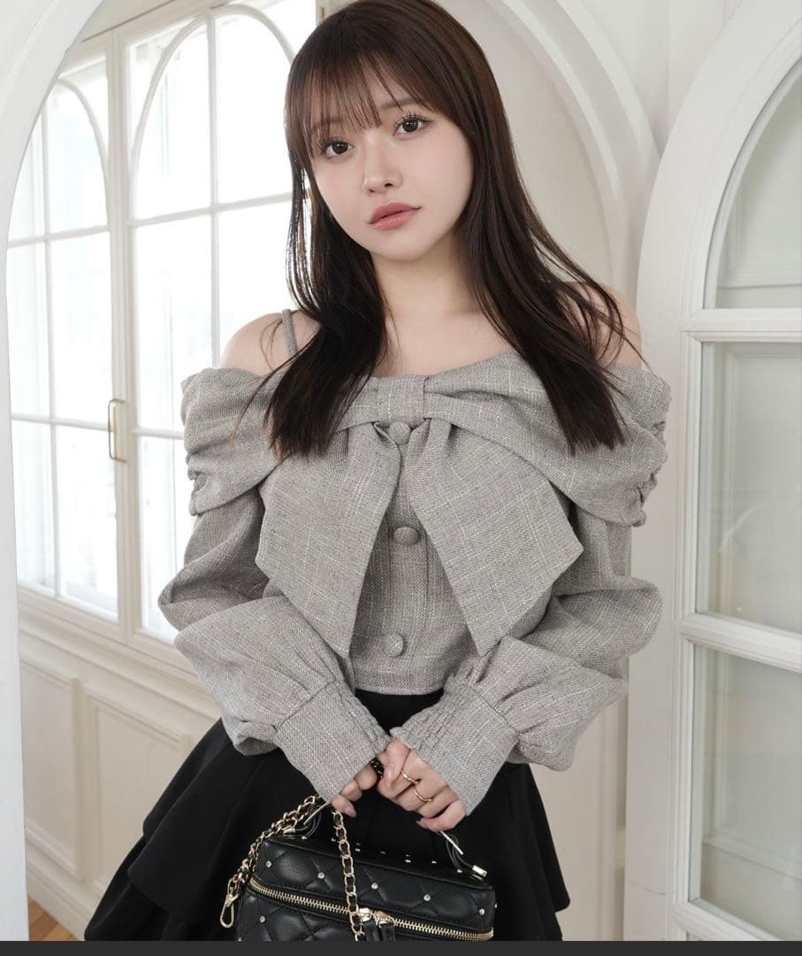 リップサービス　リボンオフショルロングスリーブトップス　rienda スナイデル