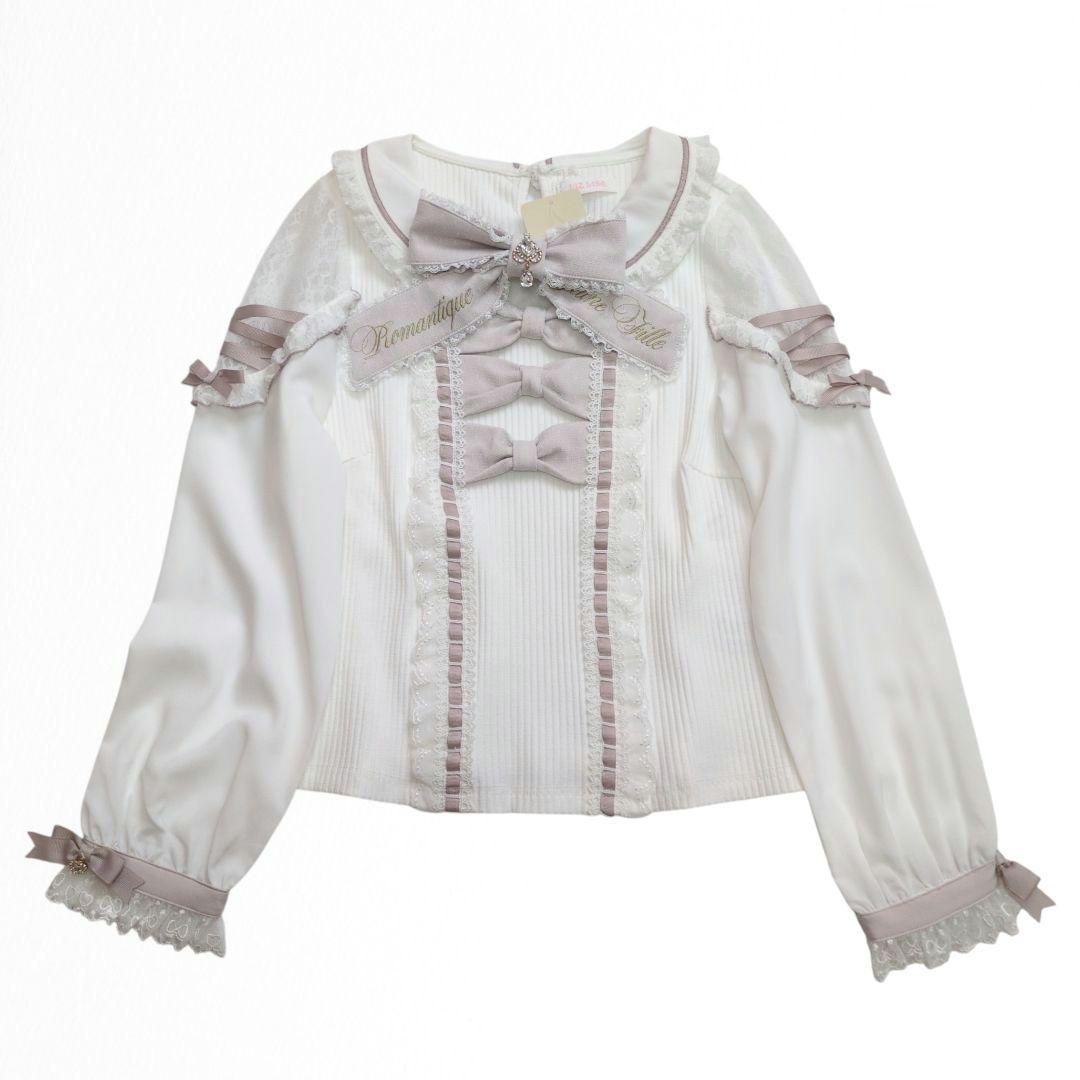 （未使用）LIZ LISA/リズリサ ティアラリボンリブカットブラウス