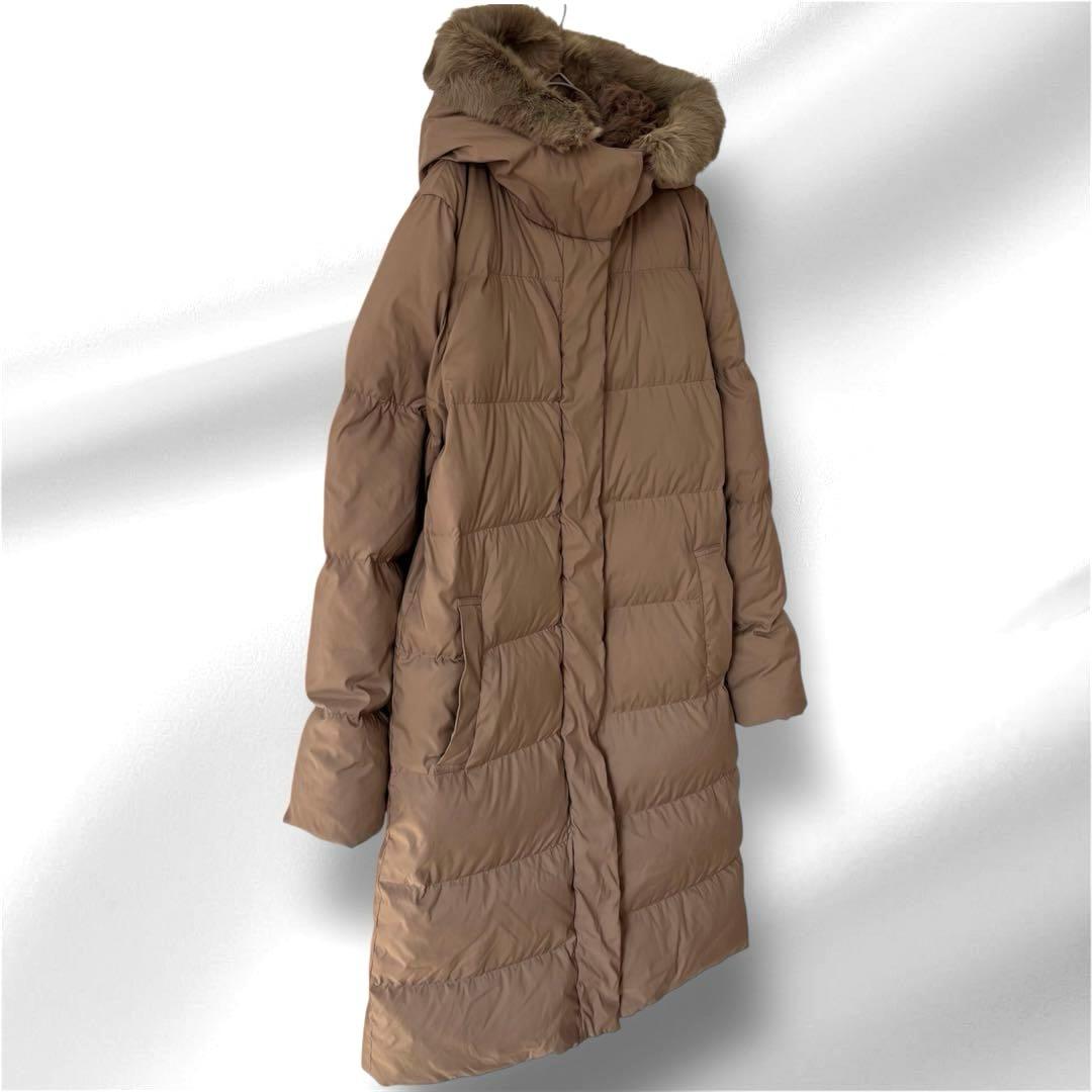 アーバンリサーチ　ラビットファーフード　ストレッチダウンコート　ベージュ