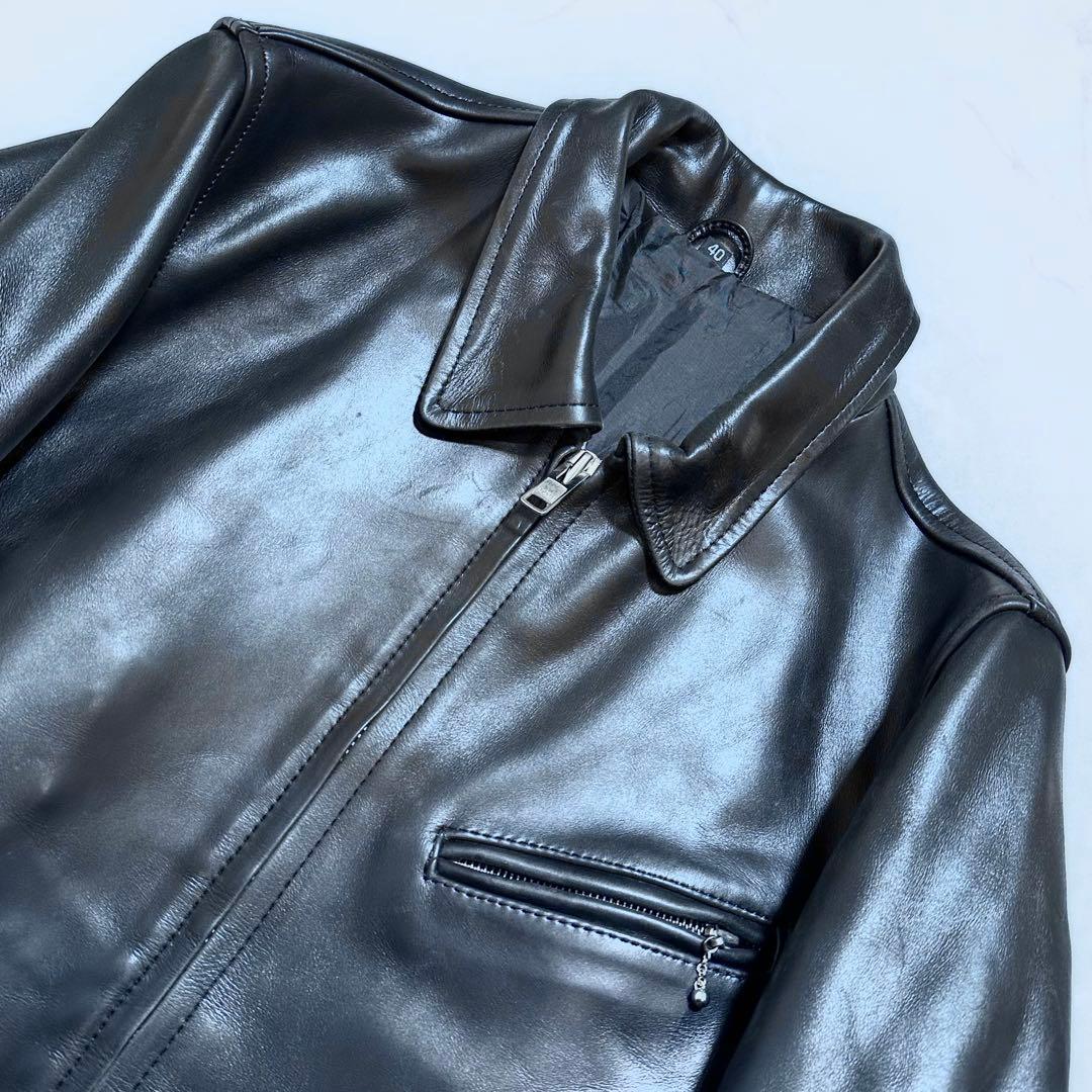フリーダム シングルライダースジャケット バイクウェア メンズ 牛革 黒 L相当