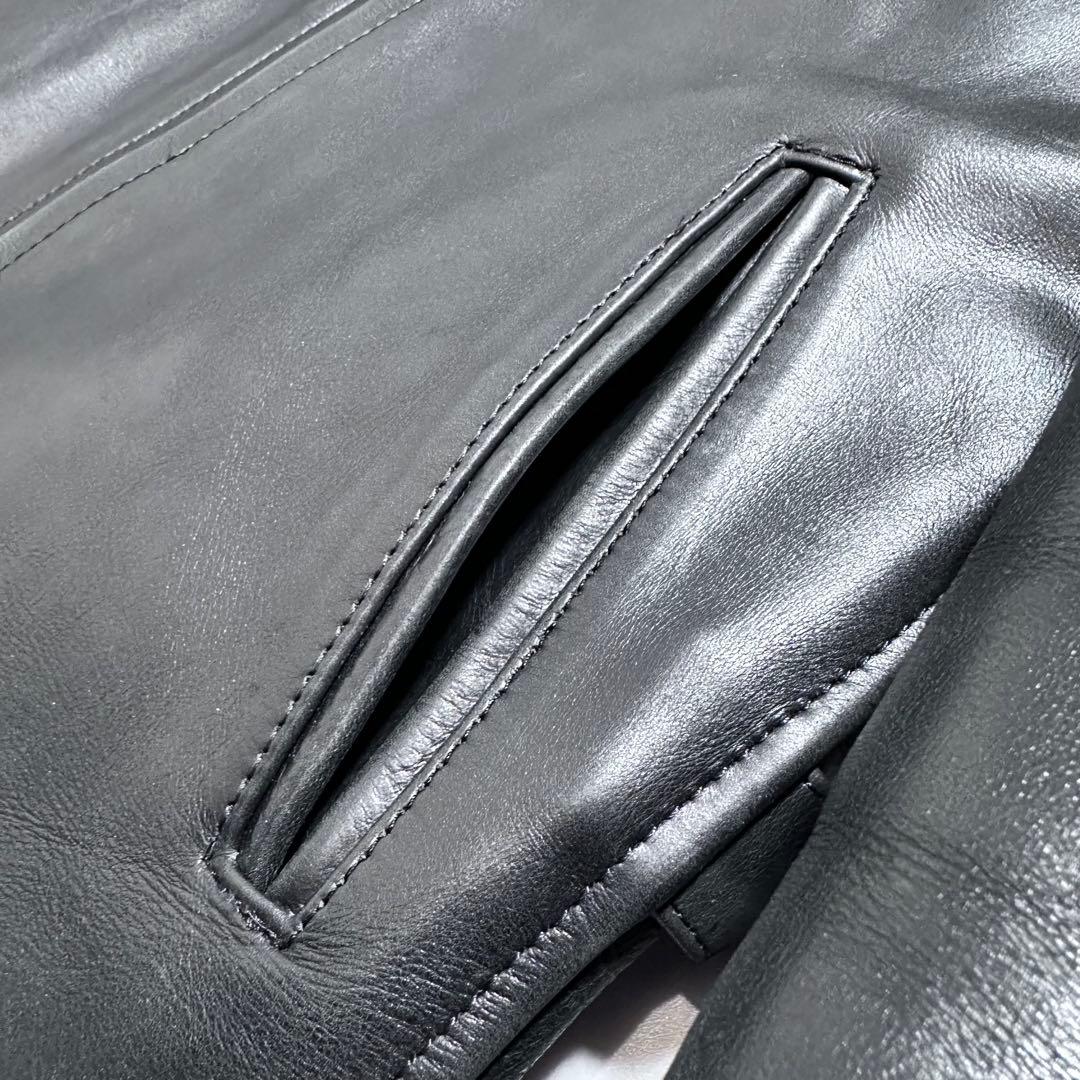 フリーダム シングルライダースジャケット バイクウェア メンズ 牛革 黒 L相当