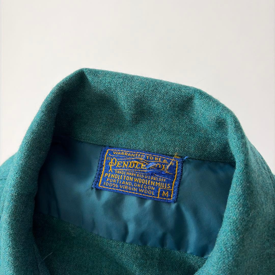 〜60s ペンドルトン オープンカラー ボードシャツ ウールシャツ 無地 単色