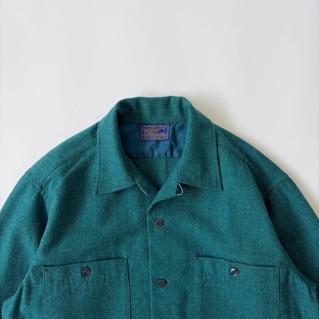 〜60s ペンドルトン オープンカラー ボードシャツ ウールシャツ 無地 単色