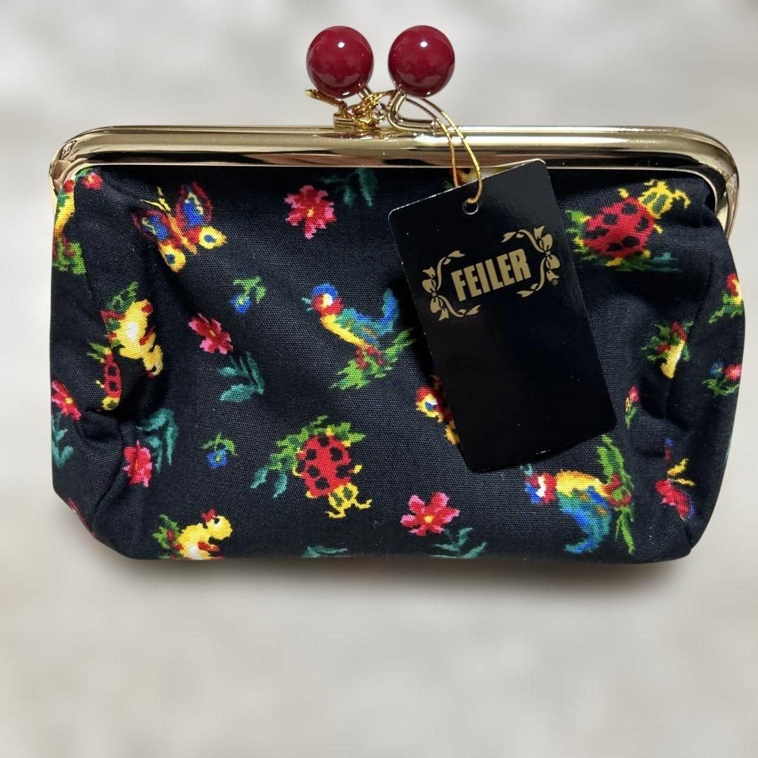 フェイラー　がま口ポーチ　ハイジ　黒　ブラック