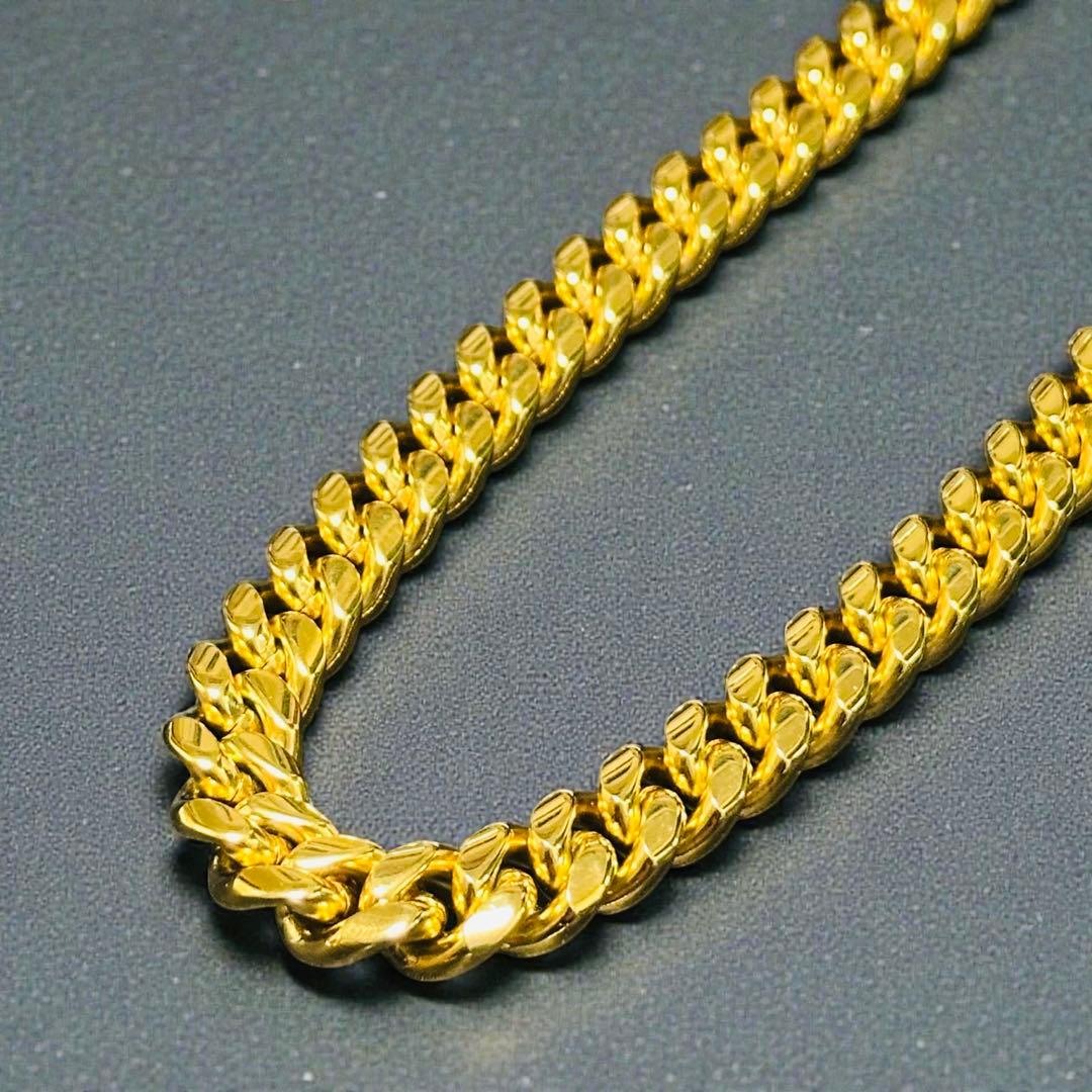 喜平ネックレス 50cm 幅12mm 18K刻印 ステンレス ゴールドチェーン